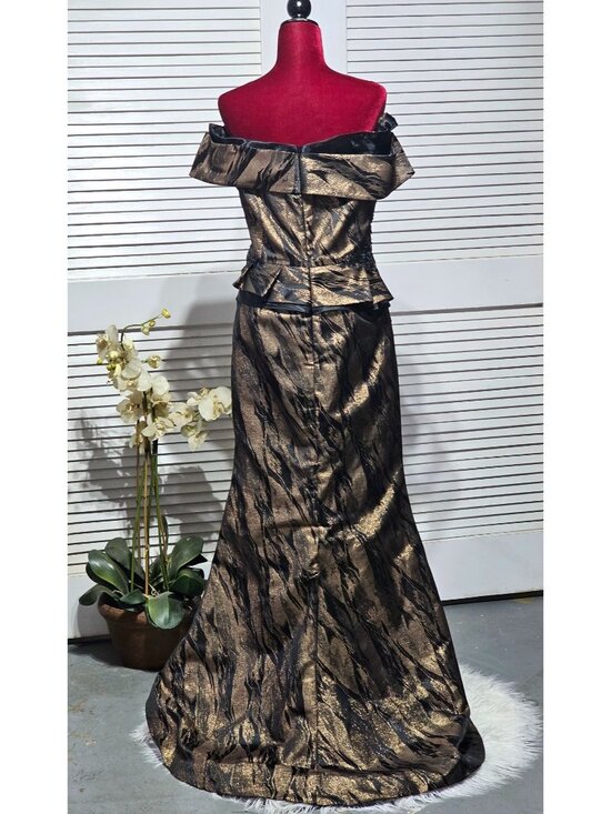 Gia Franco Women Black Bronze 12267CL Off Shoulder Evening Gown Dress Sz 12 3157 - Picture 5 of 16